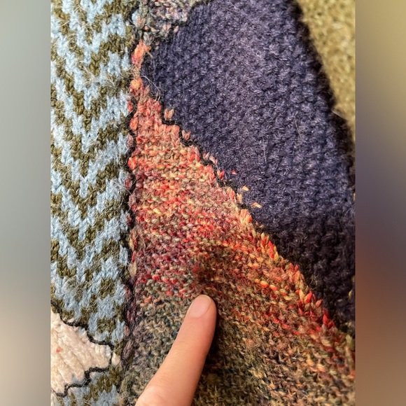 Anthropologie Charlie & Robin Harlequin Patchwork Knit Sweater Chunky Boho RARE - Picture 16 of 16